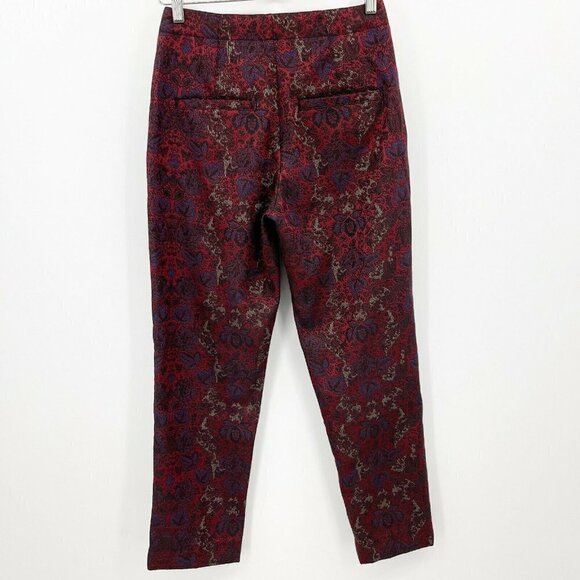 Free People High Waisted Pleated Front Cropped Brocade Jacquard Pants - Picture 4 of 8